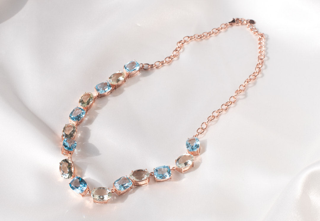 Blue Topaz, Green Amethyst Necklace