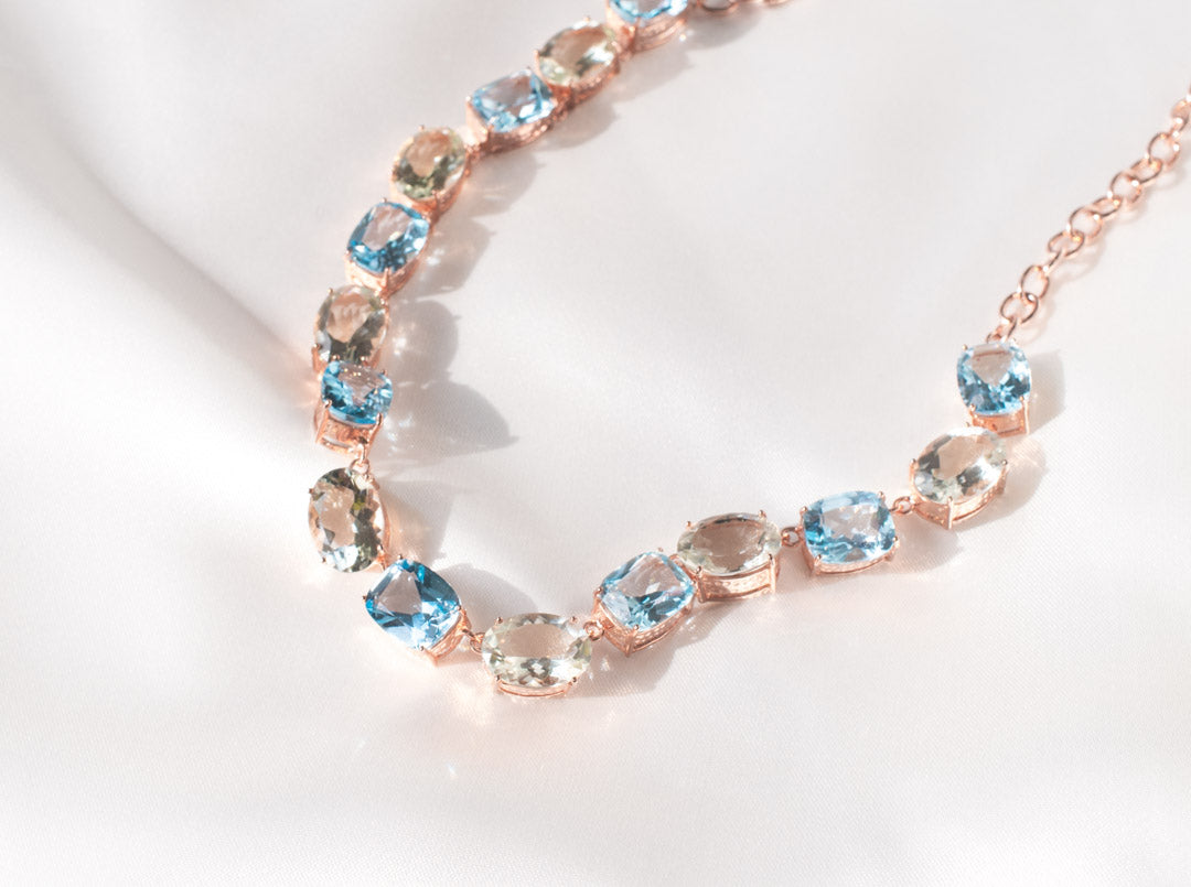 Blue Topaz, Green Amethyst Necklace