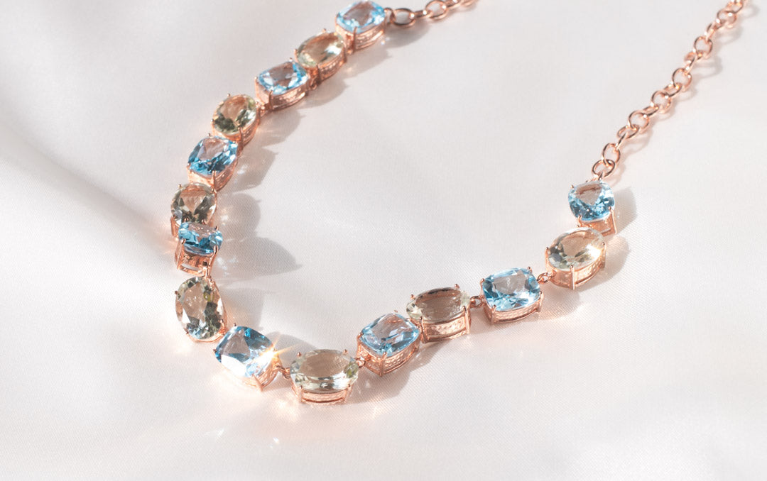 Blue Topaz, Green Amethyst Necklace