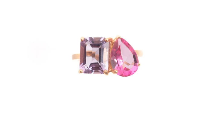 2 STONES RING(ピンクトパーズ×アメシスト) – JEWEL PALETTE